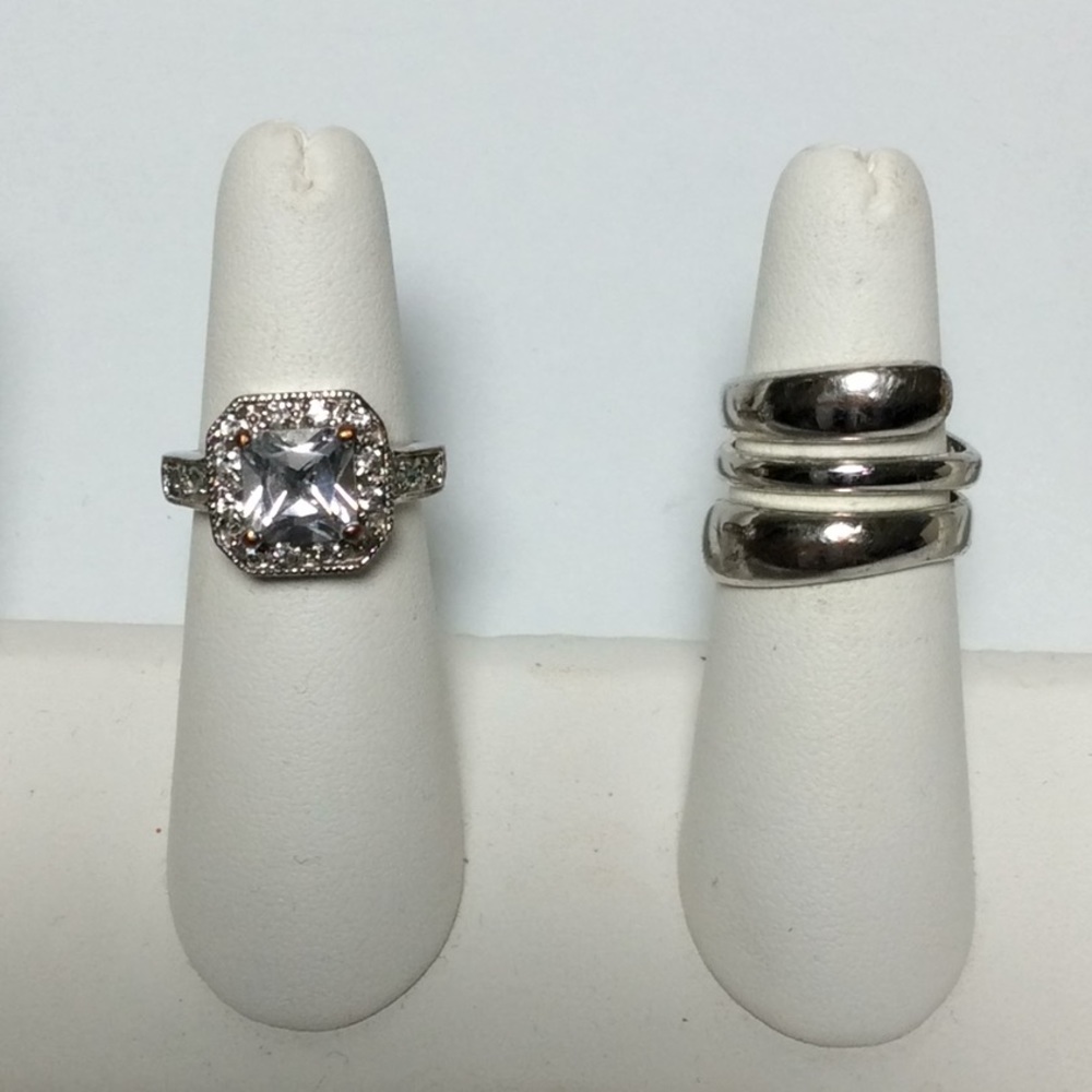 Silver / Rhinestone Ring Duo